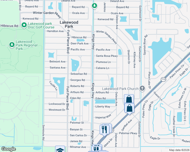 map of restaurants, bars, coffee shops, grocery stores, and more near 7301 Sebastian Road in Fort Pierce