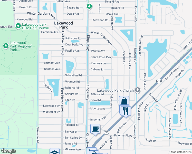 map of restaurants, bars, coffee shops, grocery stores, and more near 7105 Sebastian Road in Fort Pierce