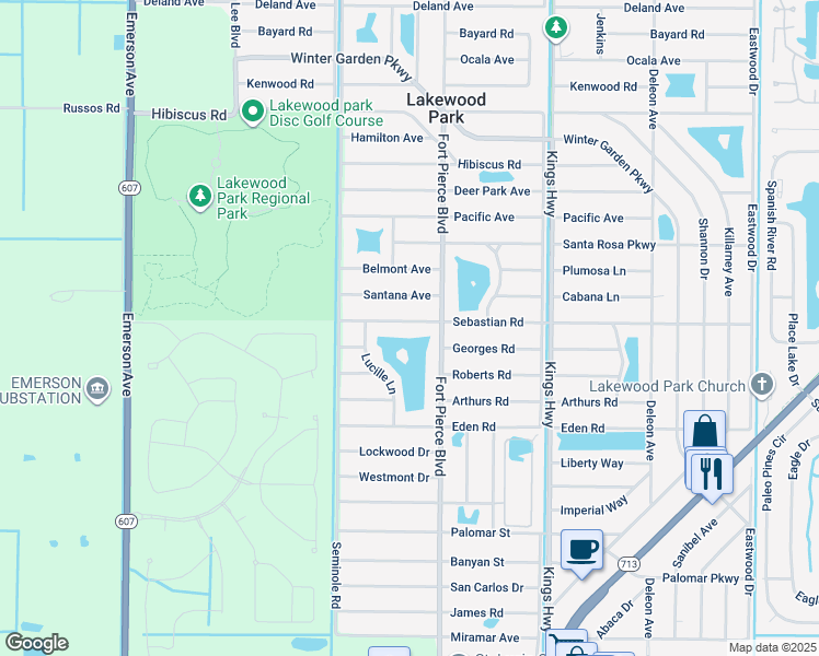 map of restaurants, bars, coffee shops, grocery stores, and more near 7803 Sebastian Road in Fort Pierce