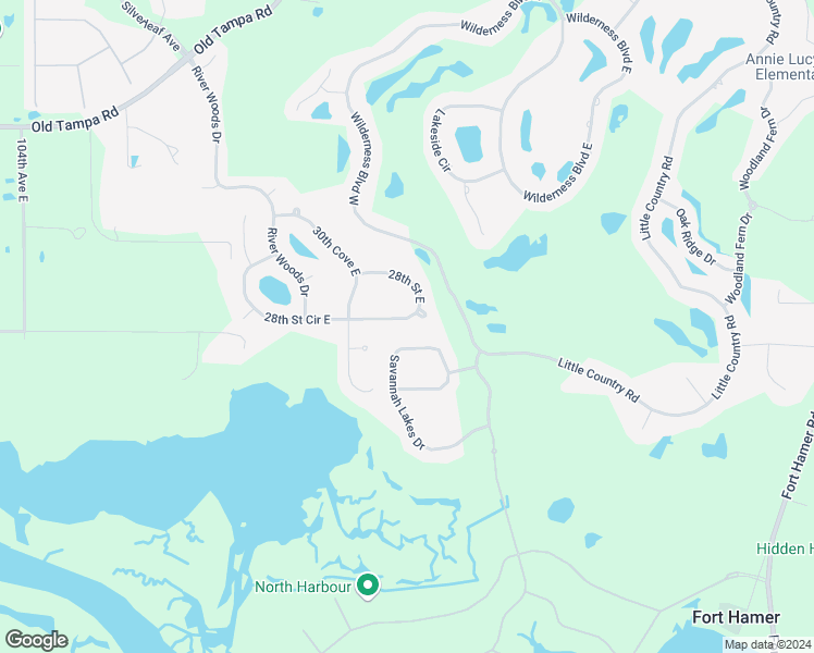 map of restaurants, bars, coffee shops, grocery stores, and more near 11434 28th Street Circle East in Parrish