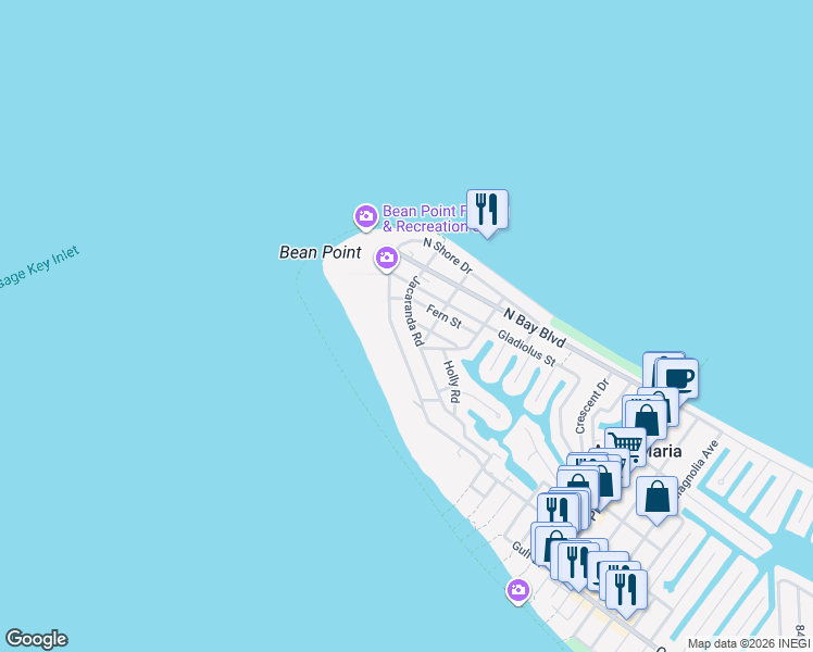 map of restaurants, bars, coffee shops, grocery stores, and more near 784 North Shore Drive in Anna Maria