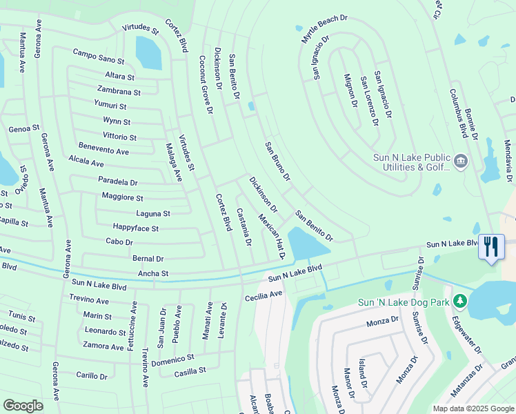 map of restaurants, bars, coffee shops, grocery stores, and more near 6924 Mexican Hat Dr in Sebring