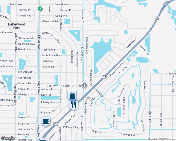 map of restaurants, bars, coffee shops, grocery stores, and more near 5532 Spanish River Road in Fort Pierce