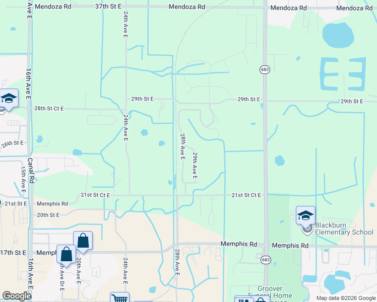 map of restaurants, bars, coffee shops, grocery stores, and more near 2415 29th Avenue East in Palmetto