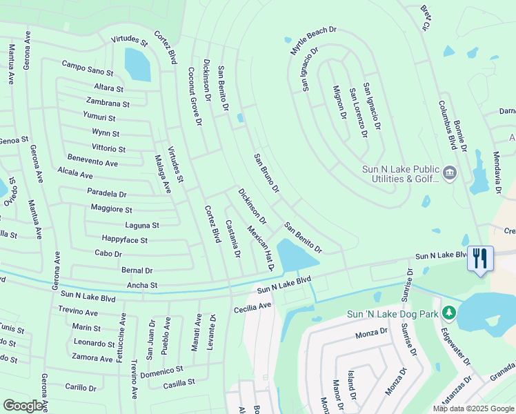 map of restaurants, bars, coffee shops, grocery stores, and more near 6924 Mexican Hat Dr in Sebring