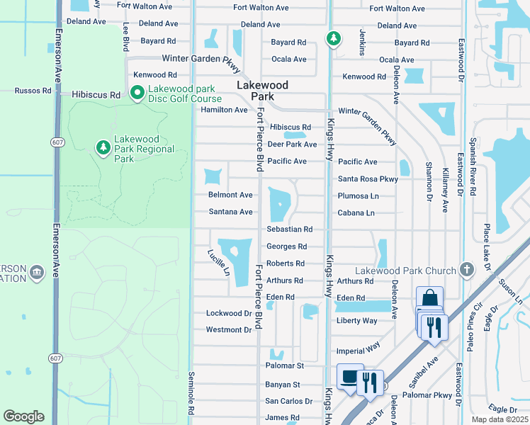 map of restaurants, bars, coffee shops, grocery stores, and more near 5608 Fort Pierce Boulevard in Fort Pierce