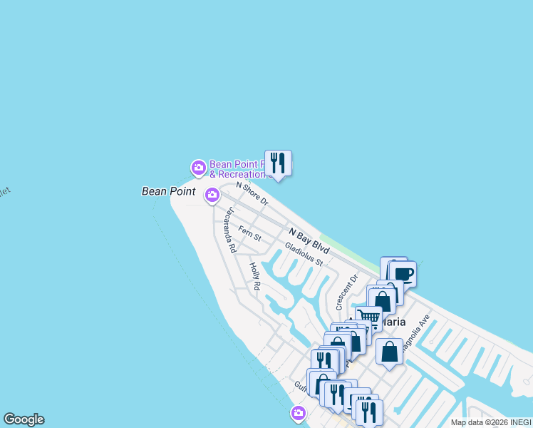 map of restaurants, bars, coffee shops, grocery stores, and more near 618 North Bay Boulevard in Anna Maria