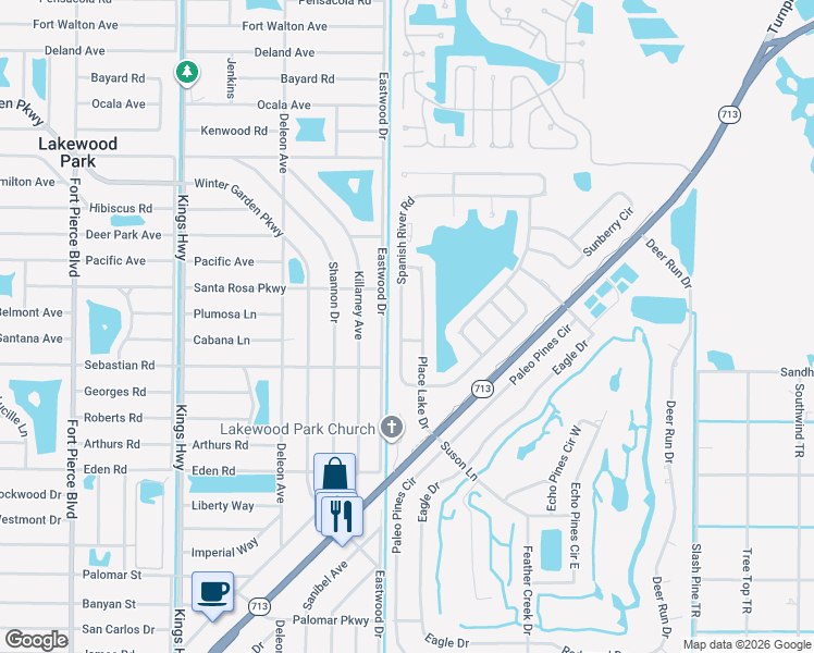 map of restaurants, bars, coffee shops, grocery stores, and more near 5608 Spanish River Road in Fort Pierce