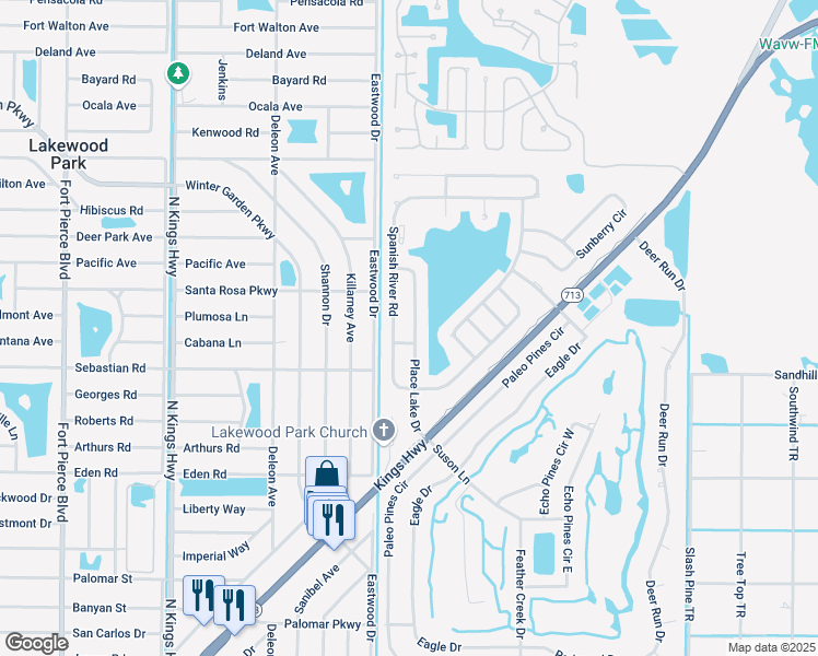 map of restaurants, bars, coffee shops, grocery stores, and more near 5611 Place Lake Drive in Fort Pierce