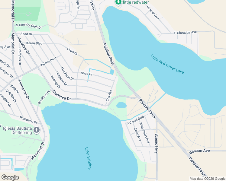 map of restaurants, bars, coffee shops, grocery stores, and more near 4612 Cod Avenue in Sebring