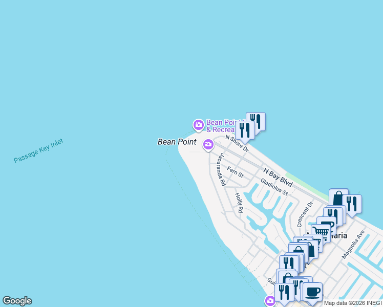 map of restaurants, bars, coffee shops, grocery stores, and more near 811 North Shore Drive in Anna Maria