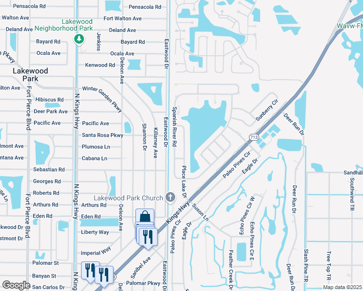 map of restaurants, bars, coffee shops, grocery stores, and more near 5623 Place Lake Drive in Fort Pierce