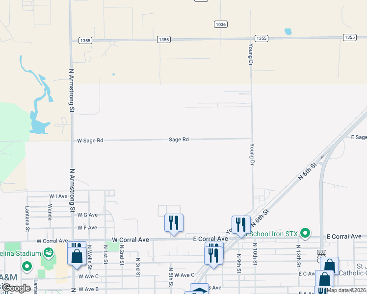 map of restaurants, bars, coffee shops, grocery stores, and more near 109 Sage Road in Kingsville