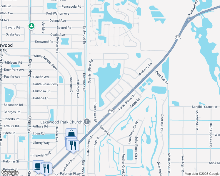 map of restaurants, bars, coffee shops, grocery stores, and more near 6120 Santa Margarito Drive in Fort Pierce