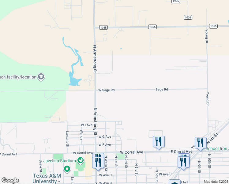 map of restaurants, bars, coffee shops, grocery stores, and more near 605 Sage Road in Kingsville