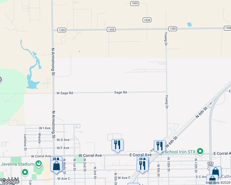 map of restaurants, bars, coffee shops, grocery stores, and more near 109 Sage Road in Kingsville