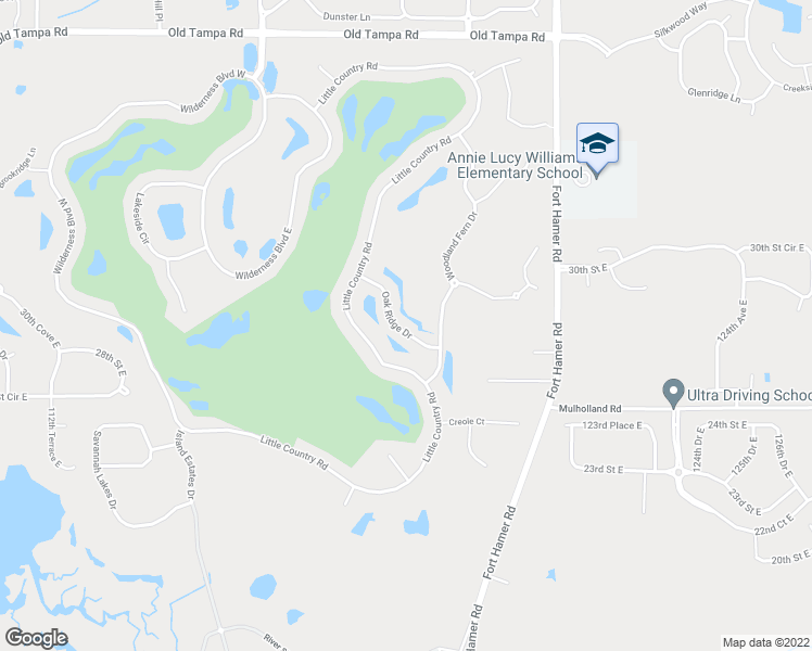 map of restaurants, bars, coffee shops, grocery stores, and more near 11912 Oak Ridge Drive in Parrish