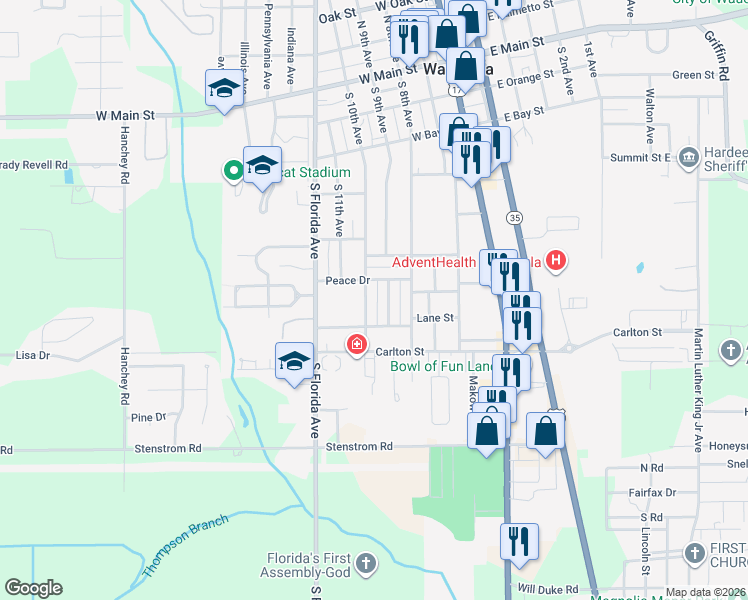 map of restaurants, bars, coffee shops, grocery stores, and more near 810 South 9th Avenue in Wauchula