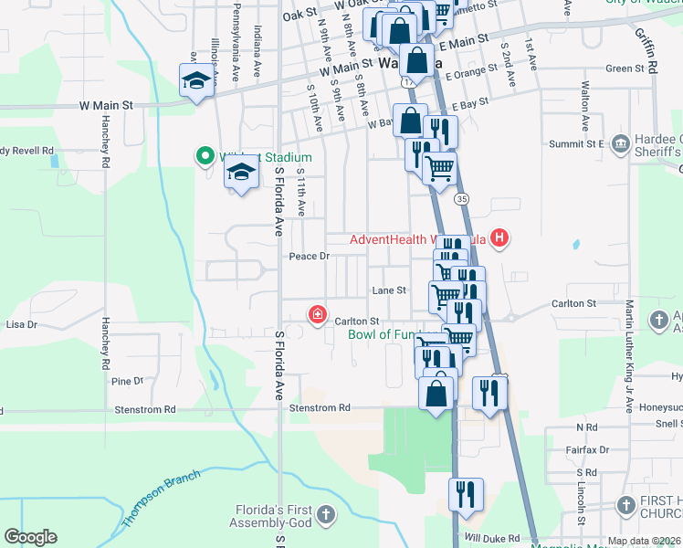 map of restaurants, bars, coffee shops, grocery stores, and more near 810 South 9th Avenue in Wauchula