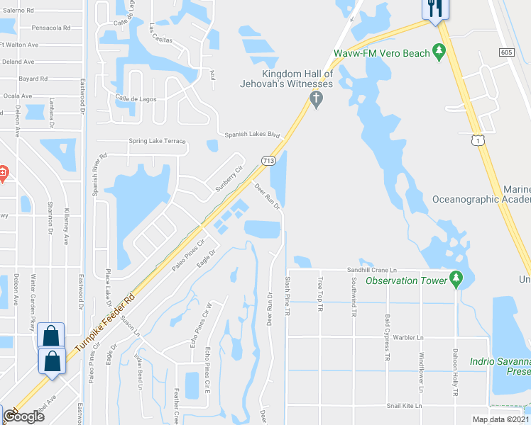 map of restaurants, bars, coffee shops, grocery stores, and more near 5747 Deer Run Drive in Fort Pierce