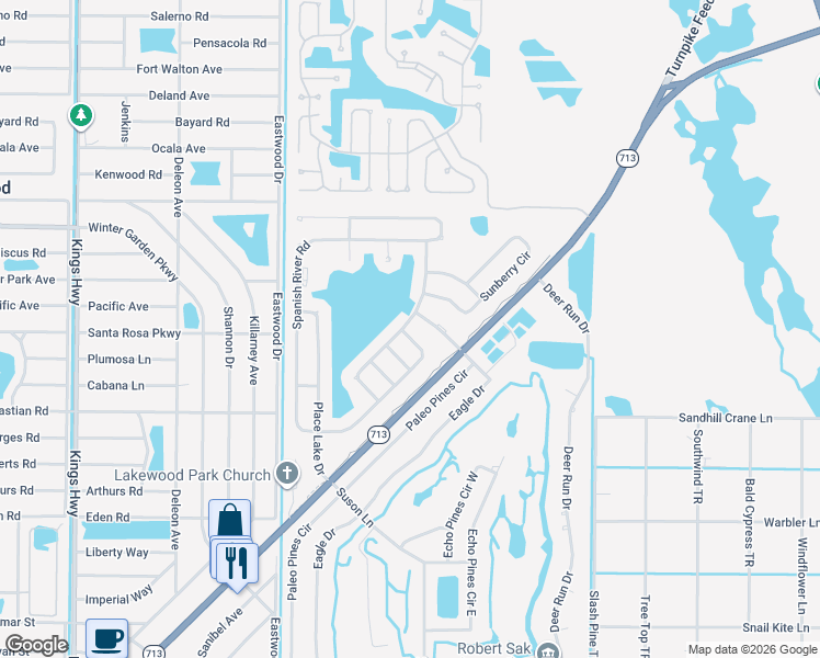 map of restaurants, bars, coffee shops, grocery stores, and more near 6003 Arlington Way in Fort Pierce