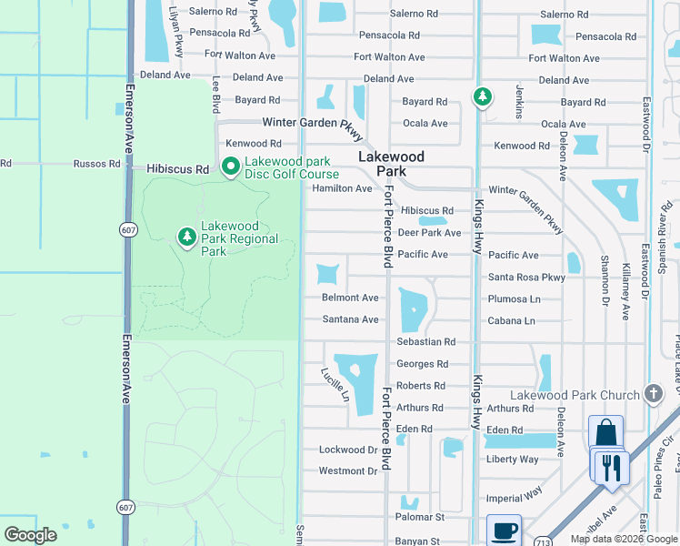 map of restaurants, bars, coffee shops, grocery stores, and more near 5709 University Lane in Fort Pierce