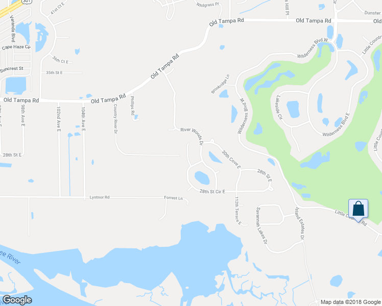 map of restaurants, bars, coffee shops, grocery stores, and more near 2902 112th Terrace East in Parrish