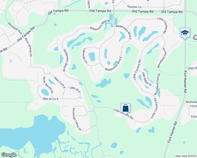 map of restaurants, bars, coffee shops, grocery stores, and more near 2906 Old Orchard Lane in Parrish