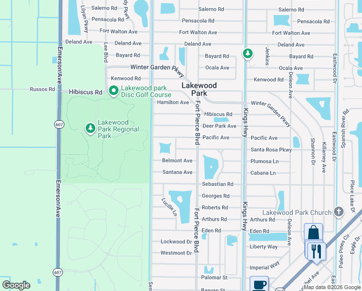 map of restaurants, bars, coffee shops, grocery stores, and more near 5709 University Lane in Fort Pierce