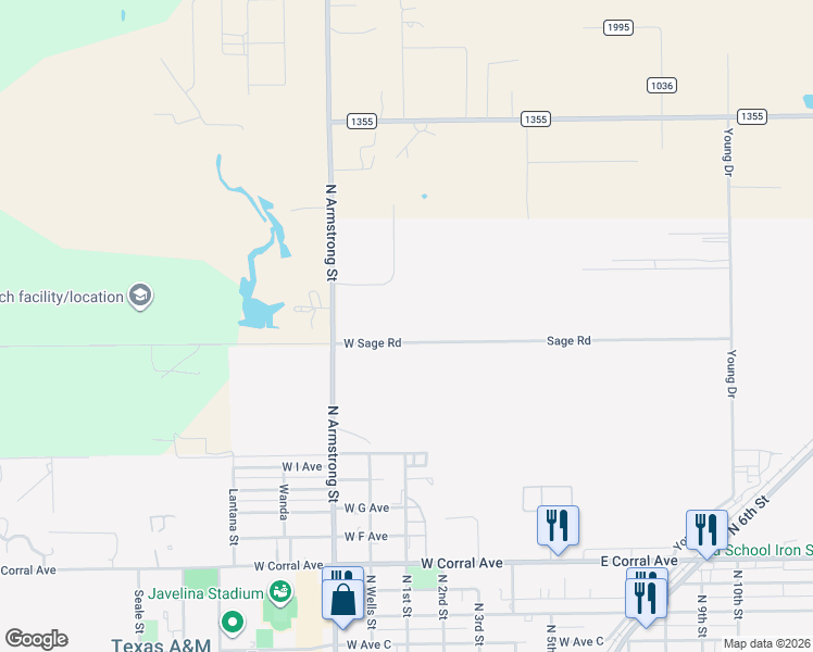 map of restaurants, bars, coffee shops, grocery stores, and more near 605 Sage Road in Kingsville