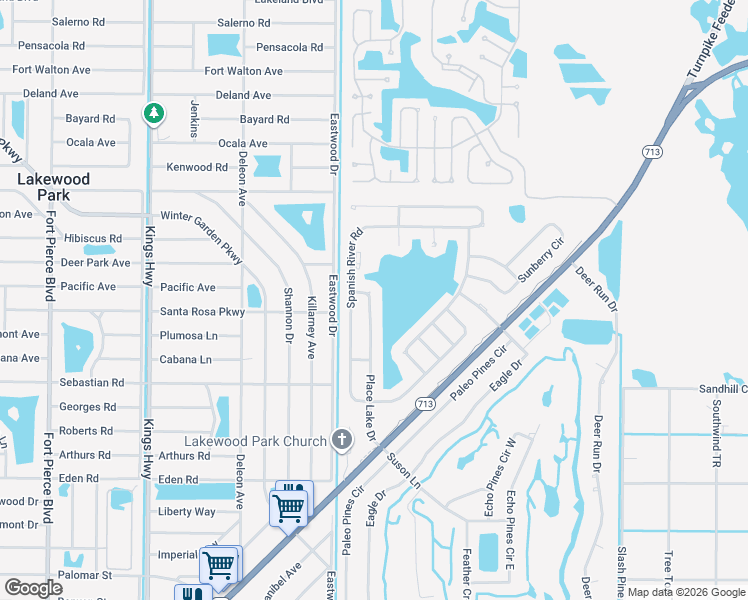 map of restaurants, bars, coffee shops, grocery stores, and more near 5722 Place Lake Drive in Fort Pierce