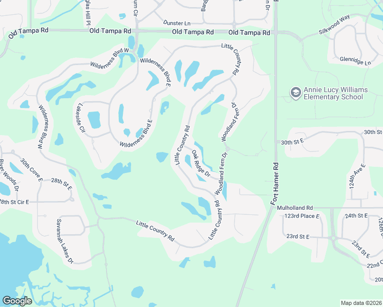 map of restaurants, bars, coffee shops, grocery stores, and more near 11806 Oak Ridge Drive in Parrish