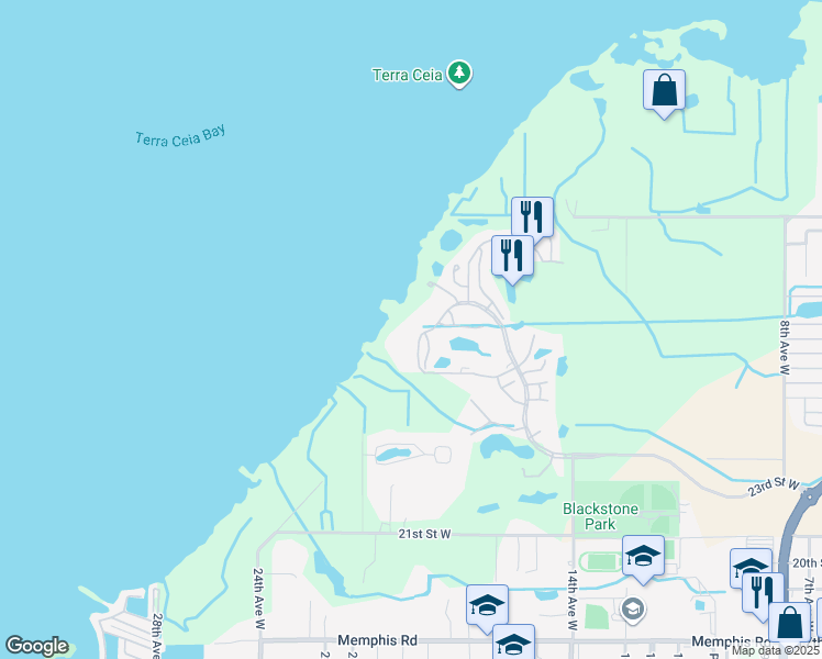 map of restaurants, bars, coffee shops, grocery stores, and more near 2725 Terra Ceia Bay Boulevard in Palmetto