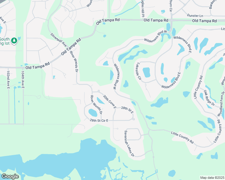 map of restaurants, bars, coffee shops, grocery stores, and more near 3005 Wilderness Boulevard West in Parrish
