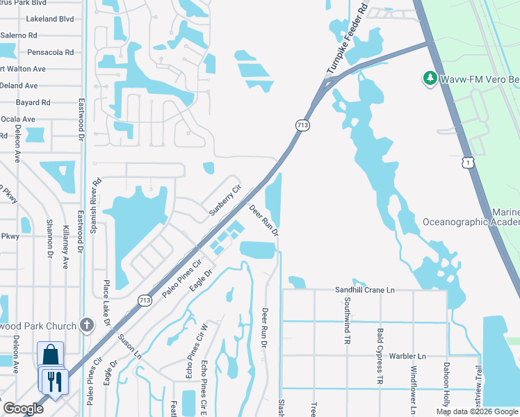 map of restaurants, bars, coffee shops, grocery stores, and more near 5804 Deer Run Drive in Fort Pierce