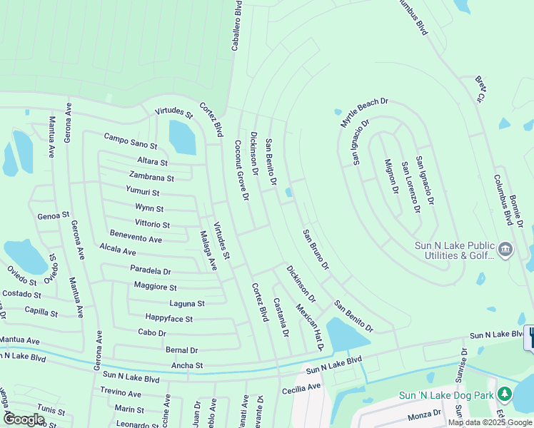 map of restaurants, bars, coffee shops, grocery stores, and more near Dickenson Drive in Highlands County