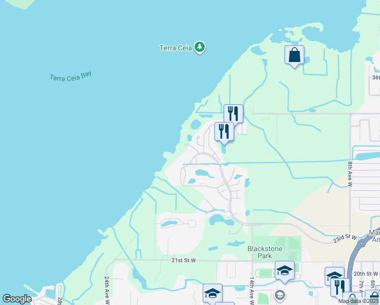 map of restaurants, bars, coffee shops, grocery stores, and more near 2925 Terra Ceia Bay Boulevard in Palmetto
