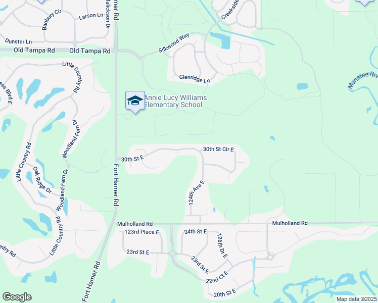 map of restaurants, bars, coffee shops, grocery stores, and more near 12363 30th Street East in Parrish
