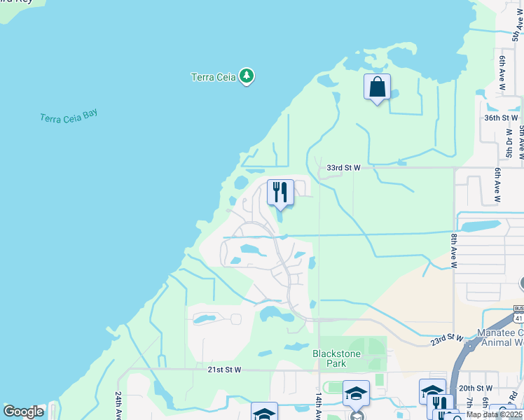 map of restaurants, bars, coffee shops, grocery stores, and more near 3012 Fiddlers Bend in Palmetto