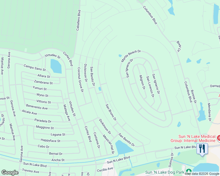 map of restaurants, bars, coffee shops, grocery stores, and more near 5215 Pebble Beach Dr in Sebring