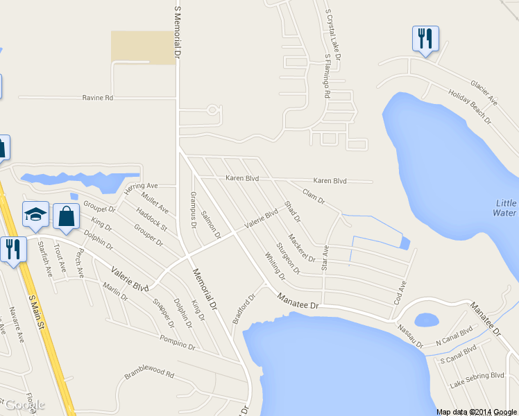 map of restaurants, bars, coffee shops, grocery stores, and more near 4904 Sturgeon Drive in Sebring