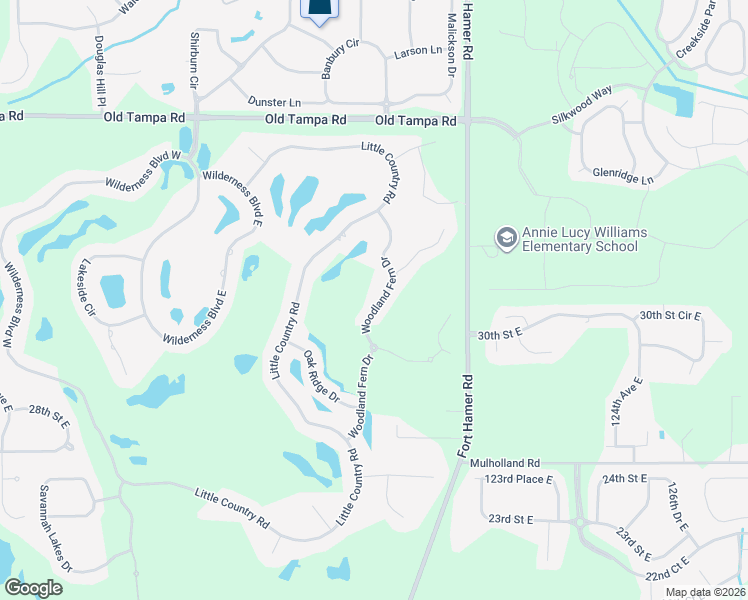 map of restaurants, bars, coffee shops, grocery stores, and more near 3105 Woodland Fern Drive in Parrish
