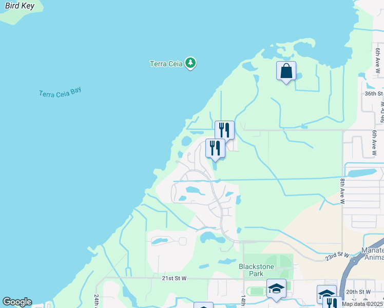 map of restaurants, bars, coffee shops, grocery stores, and more near 1704 Terra Ceia Bay Circle in Palmetto