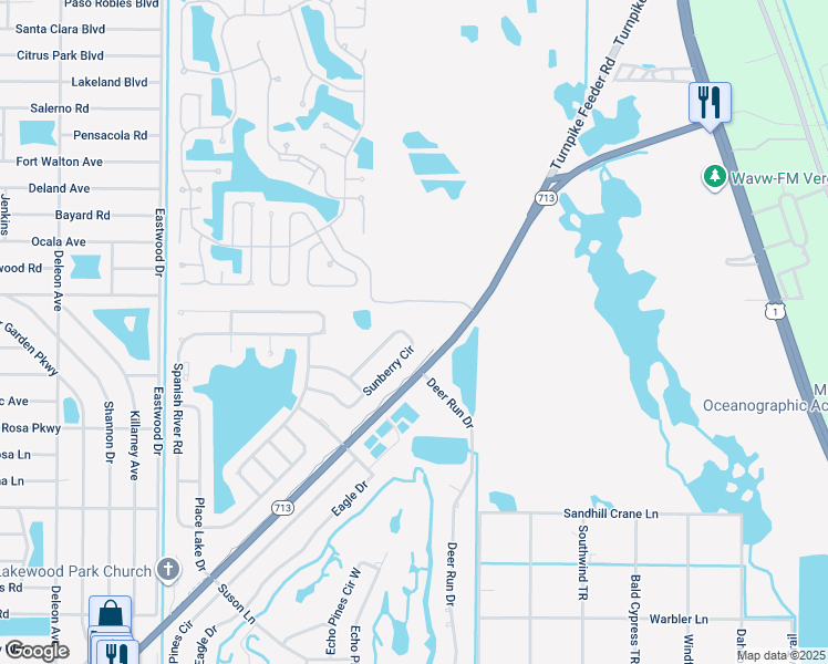 map of restaurants, bars, coffee shops, grocery stores, and more near 5703 Sunberry Circle in Fort Pierce