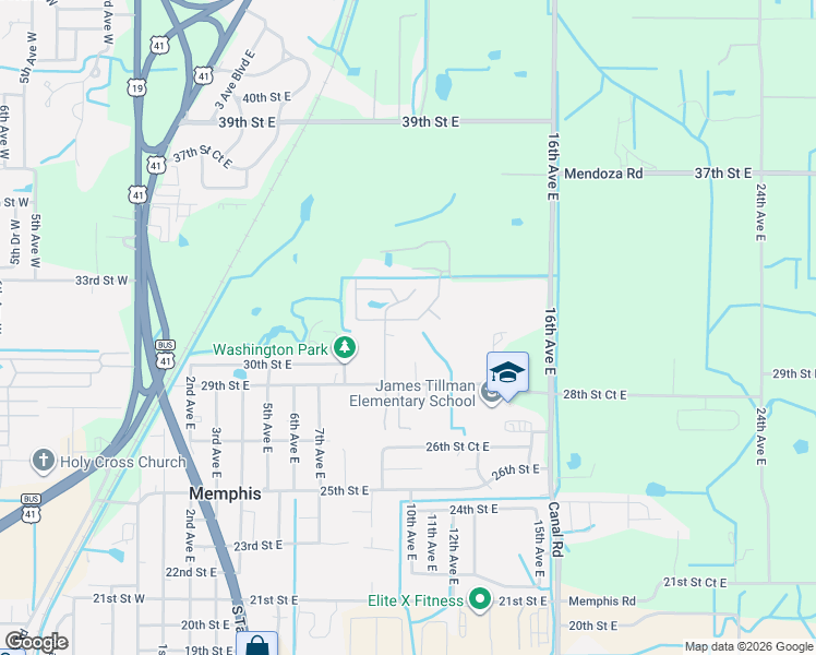 map of restaurants, bars, coffee shops, grocery stores, and more near 1007 31st Street East in Palmetto