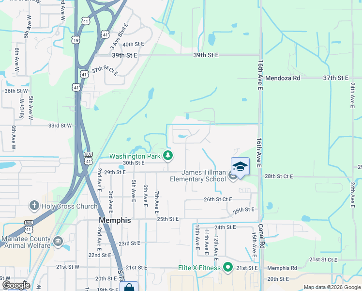map of restaurants, bars, coffee shops, grocery stores, and more near 819 31st Street East in Palmetto