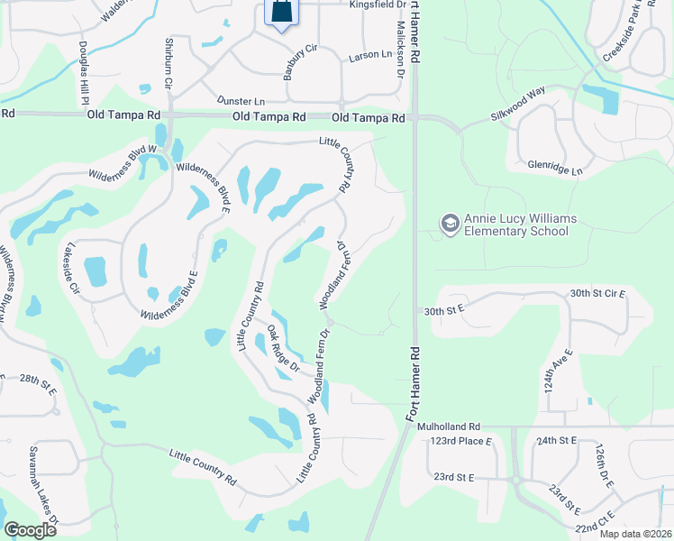 map of restaurants, bars, coffee shops, grocery stores, and more near 3105 Woodland Fern Drive in Parrish