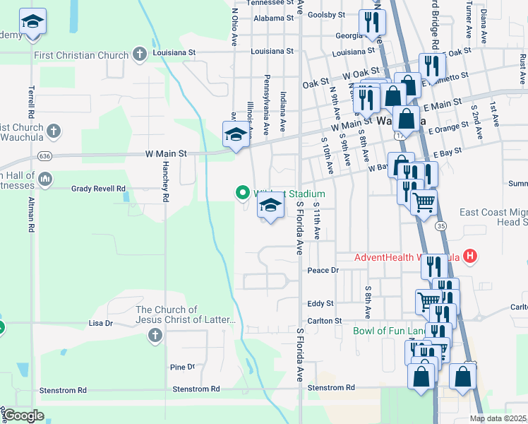 map of restaurants, bars, coffee shops, grocery stores, and more near 400 South Florida Avenue in Wauchula