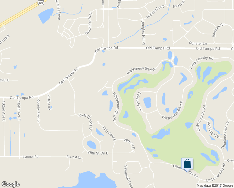 map of restaurants, bars, coffee shops, grocery stores, and more near 3306 Wilderness Boulevard West in Parrish