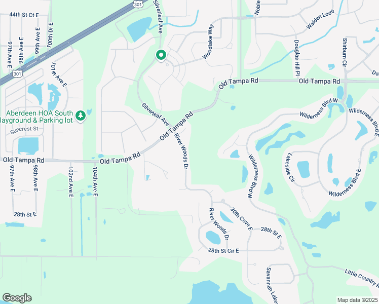 map of restaurants, bars, coffee shops, grocery stores, and more near 3202 River Woods Drive in Parrish